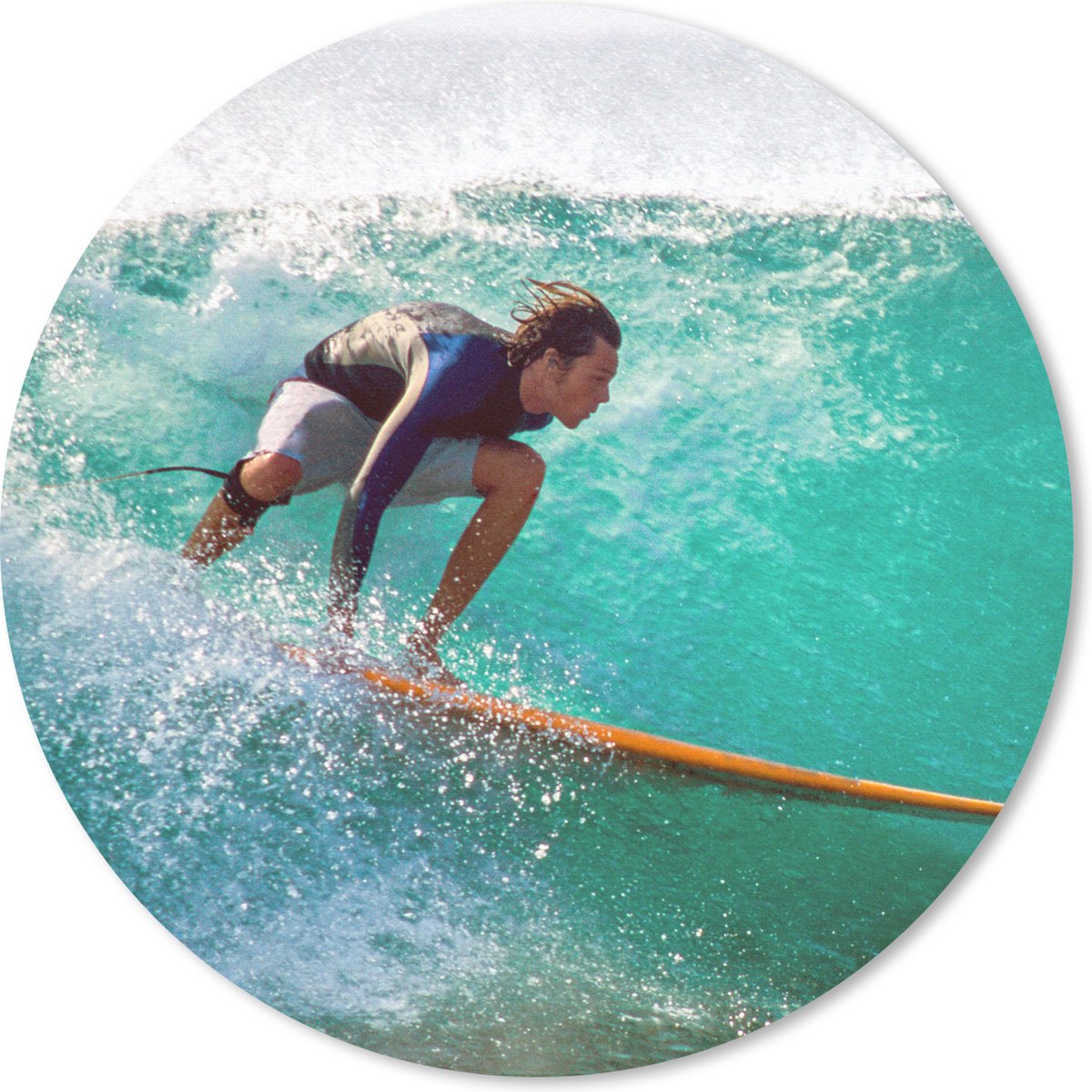 Muismat rond 40x40 cm - Mousepad Surfen op golfen - Ronde muismatten