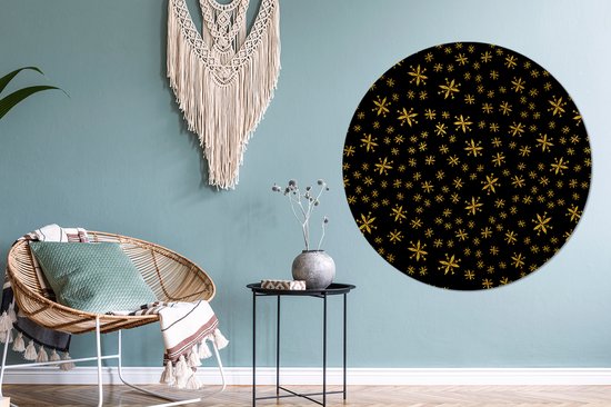 Wall Circle - Wall Circle Indoor - Noël - Flocon de Neige - Or - ⌀ 120 cm - Décoration murale - Peintures Ronds XXL