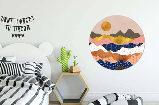Papier peint Circle - Motifs - Goud - Pastel - 100x100 cm - Wall Circle XXL
