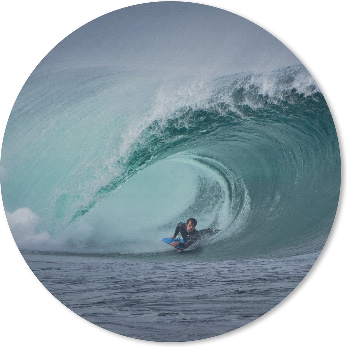 Muismat rond 50x50 cm - Mousepad Surfer in grote golf - Ronde muismatten