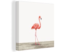 Canvas schilderij dieren - Wanddecoratie meisjes - Jongens - Flamingo - Vogels - Dieren - Kinderkamer decoratie - 50x50 cm - Kinder decoratie - Canvas kids