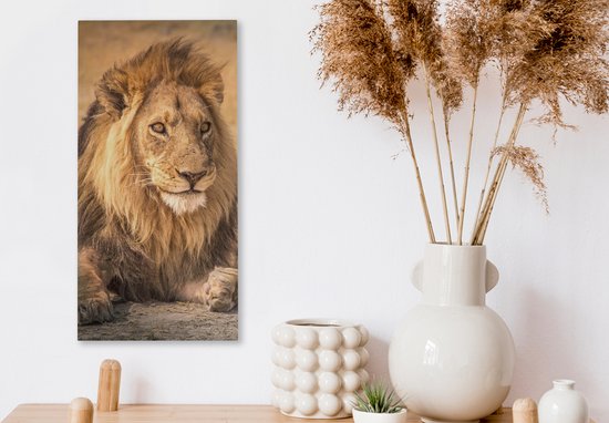 Toile Peinture Lion - Gros Plan - Savane - 20x40 cm - Décoration murale