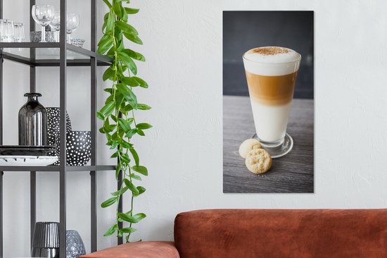 Peinture sur toile Glas de latte macchiato et biscuits - 40x80 cm - Décoration murale