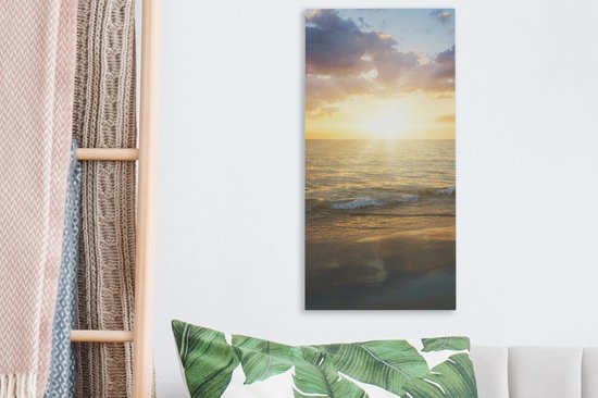 Tableau sur toile Coucher de soleil - Nuages ​​- Plage - 20x40 cm - Décoration murale