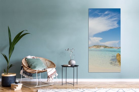 Tableau sur toile 80x160 cm - Décoration murale Plage en Sardaigne - Décoration murale salon - Décoration chambre - Accessoires chambre - Peintures