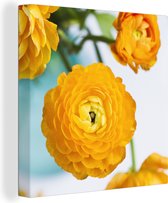 Canvas Schilderij Bloemen - Buiten - Oranje - 20x20 cm - Wanddecoratie
