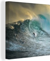 Tableau sur toile Surfeur sur grosses vagues - 20x20 cm - Décoration murale