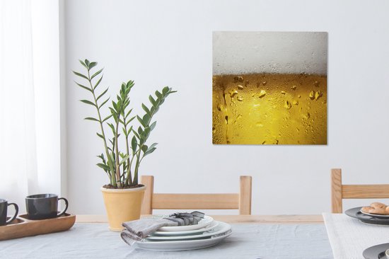 Tableau sur toile Verre de bière débordant de condensation - 50x50 cm - Décoration murale