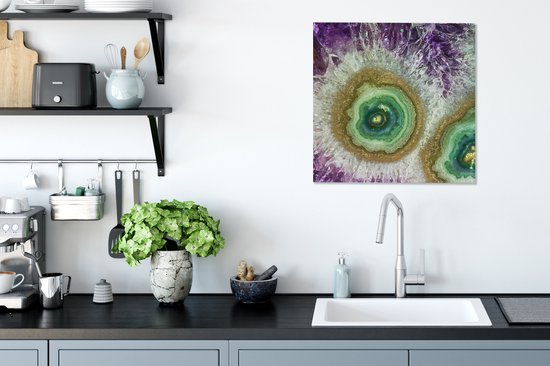 Tableau sur toile Intérieur d'une améthyste - 50x50 cm - Décoration murale