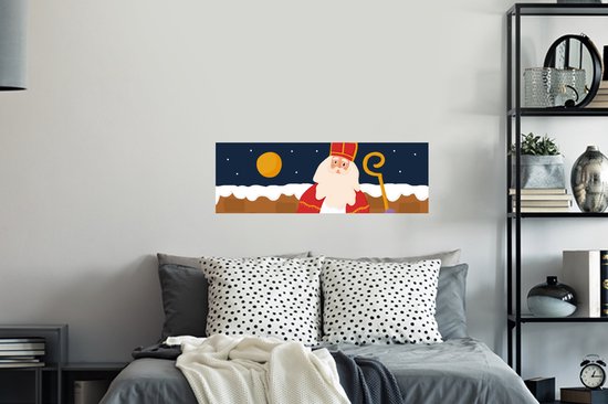 Muurstickers - Sticker Folie - Sinterklaas - Kinderen - Sint - Kind - Jongens - Meisjes - Kindje - 90x30 cm - Plakfolie - Muurstickers Kinderkamer - Zelfklevend Behang