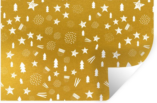 Stickers muraux - Noël - Or - Motif - 60x40 cm - Feuille adhésive