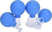 Vitafa Cupping Set Massage - Cupping Glas - Cellulite - Cupping gezicht - Met pomp - Blauw - Cupping Cups - 4 Stuks