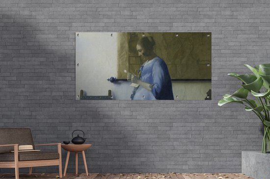 Schuttingposter Brieflezende vrouw in het blauw - Johannes Vermeer