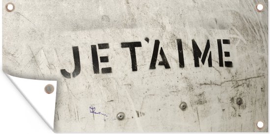 Schuttingposter Quotes - Je t'aime - Ik hou van jou - Frans - Liefde - 200x100 cm - Tuindoek