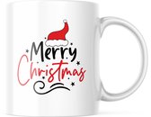 Kerst Mok: Merry Christmas met kerstmuts | Kerst Decoratie | Kerst Versiering | Grappige Cadeaus | Koffiemok | Koffiebeker | Theemok | Theebeker
