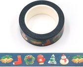 Blauwe washi tape met kerst elementen | 15mm - 10m