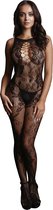 Criss Cross Neck Bodystocking - Black - O/S - Maat O/S