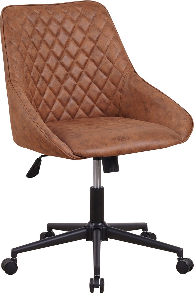 Dimehouse Industriële Bureaustoel Emily - Cognac - Draaibaar - Dimehouse - €134,96