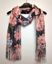 Dames sjaal omslagdoek stola Josephine Ibiza style zwart
