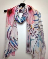 Lange dames sjaal Babette gebloemd motief roze