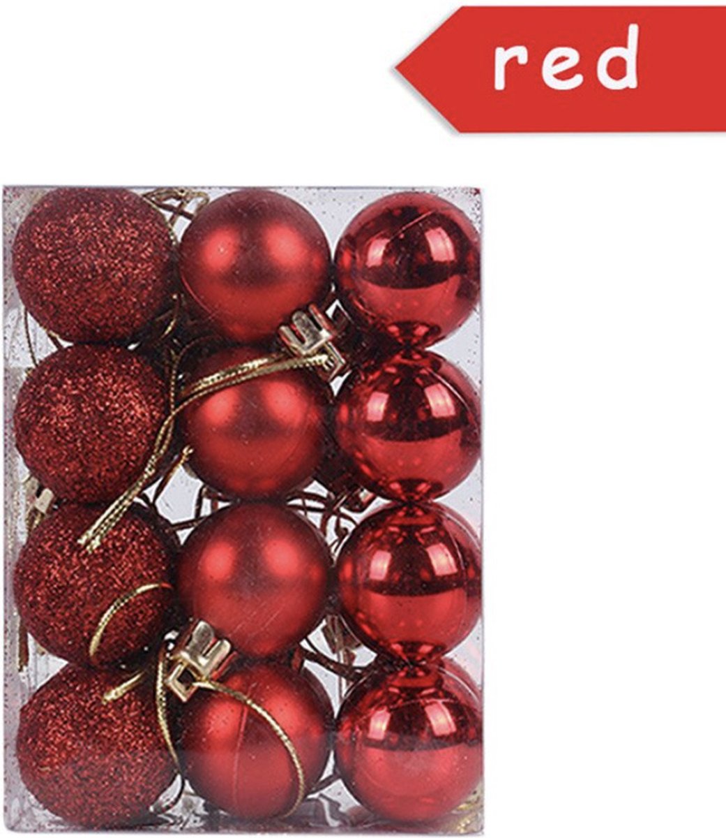 Kleine Rode Kerstballen | 24-pack