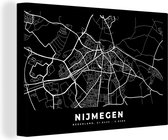 Canvas Schilderij Nijmegen - Kaart - Zwart - 30x20 cm - Wanddecoratie