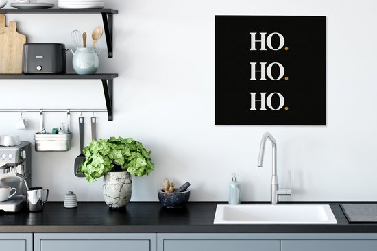 Peinture sur toile Ho ho ho - Noël - Père Noël - Citations - Dictons - 50x50 cm - Décoration murale