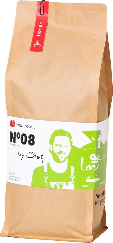 Localroast vers gebrande koffie Blend No 08 Biologisch - 1 kg bonen - Arabica - lokaal gebrand in microbranderij