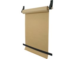 Tekenrol - aan leren lussen | ZWART (Papierrol: bruin) NU MET: verstevigde afscheurstrook! (wandborden - tekstborden - tekenbord)
