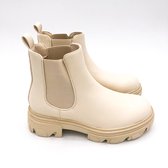 SmileFavorites® Chelsea boots met Hak - Imitatieleer - Beige - Maat 39