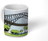 Mok - Een kleurrijke tekening van de Sydney Harbour Bridge - 350 ML - Beker