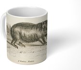Mok - Een vintage zwart-wit tekening van de Wombat - 350 ML - Beker - Uitdeelcadeautjes
