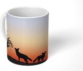 Mok - tekening van twee coyotes bij zonsondergang - 350 ML - Beker
