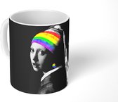 Mok - Koffiemok - Meisje met de parel - Pride - Regenboog - Mokken - 350 ML - Beker - Koffiemokken - Theemok