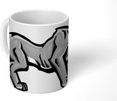 Mok - een poema in cartoonstijl - zwart wit - 350 ML - Beker