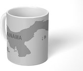 Mok - een groene kaart van Panama met vlag - zwart wit - 350 ML - Beker