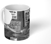 Mok - Pizza deeg omhoog gooien - zwart wit - 350 ML - Beker
