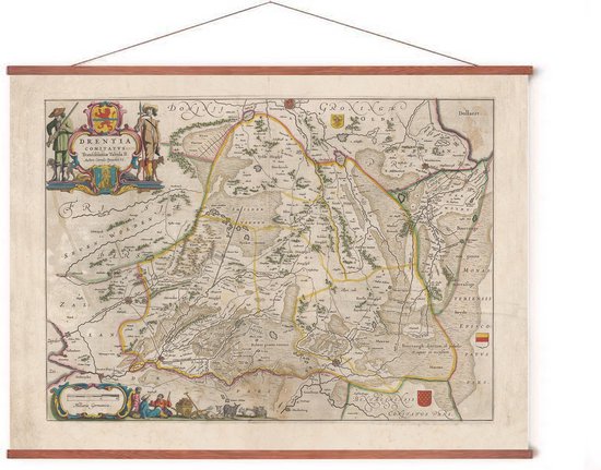 Poster Historische kaart Drenthe - 50x70 - Plattegrond