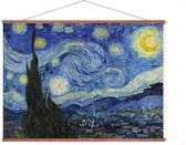 Poster In Posterhanger - Starry Night - 50x70 cm - van Gogh - Kader Hout - Ophangsysteem - Sterrennacht - Kunst