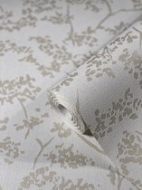 Behang Beige - Gebroken Wit - Bloemen - Woon/Slaapkamer - Muurdecoratie