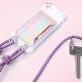 Pockiesling telefoonhoes met koord - telefoonketting telefoonkoord phonesling iPhone 12/12 Pro (Holografisch - Lila)