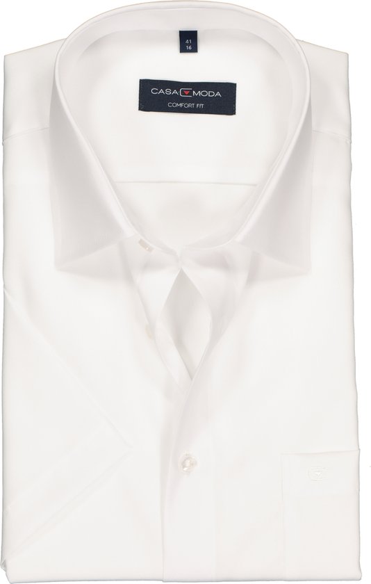 CASA MODA comfort fit overhemd - korte mouw - wit - Strijkvrij - Boordmaat: 50