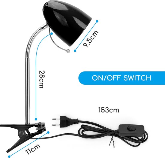 Aigostar LED klemlamp - E27 fitting - Bureaulamp met klem - Tafellamp -  Zwart - Excl.... | bol.com