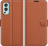 OnePlus Nord 2 Hoesje - Mobigear - Classic Serie - Kunstlederen Bookcase - Bruin - Hoesje Geschikt Voor OnePlus Nord 2