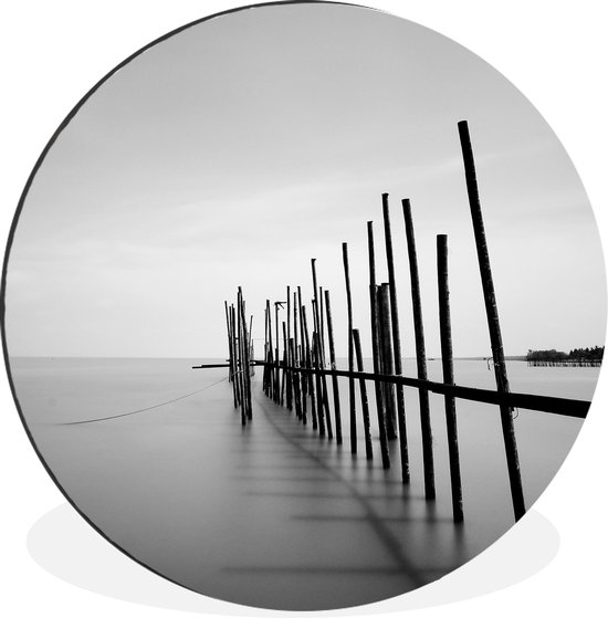 Photo de jetée en bois en eau calme Cercle mural aluminium ⌀ 90 cm - impression photo sur cercle mural / cercle vivant / cercle de jardin (décoration murale)