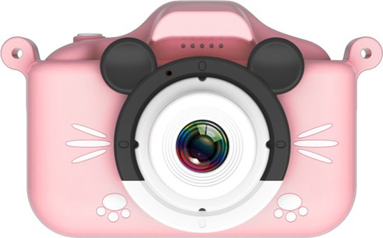 Digitale Kindercamera HD 1080p inclusief frozen stickervel | 32GB micro sd kaart | camera kinderen | Vlogcamera met games | Fototoestel voor Kinderen | Klein Formaat Speelgoed | Met videofunctie | Roze
