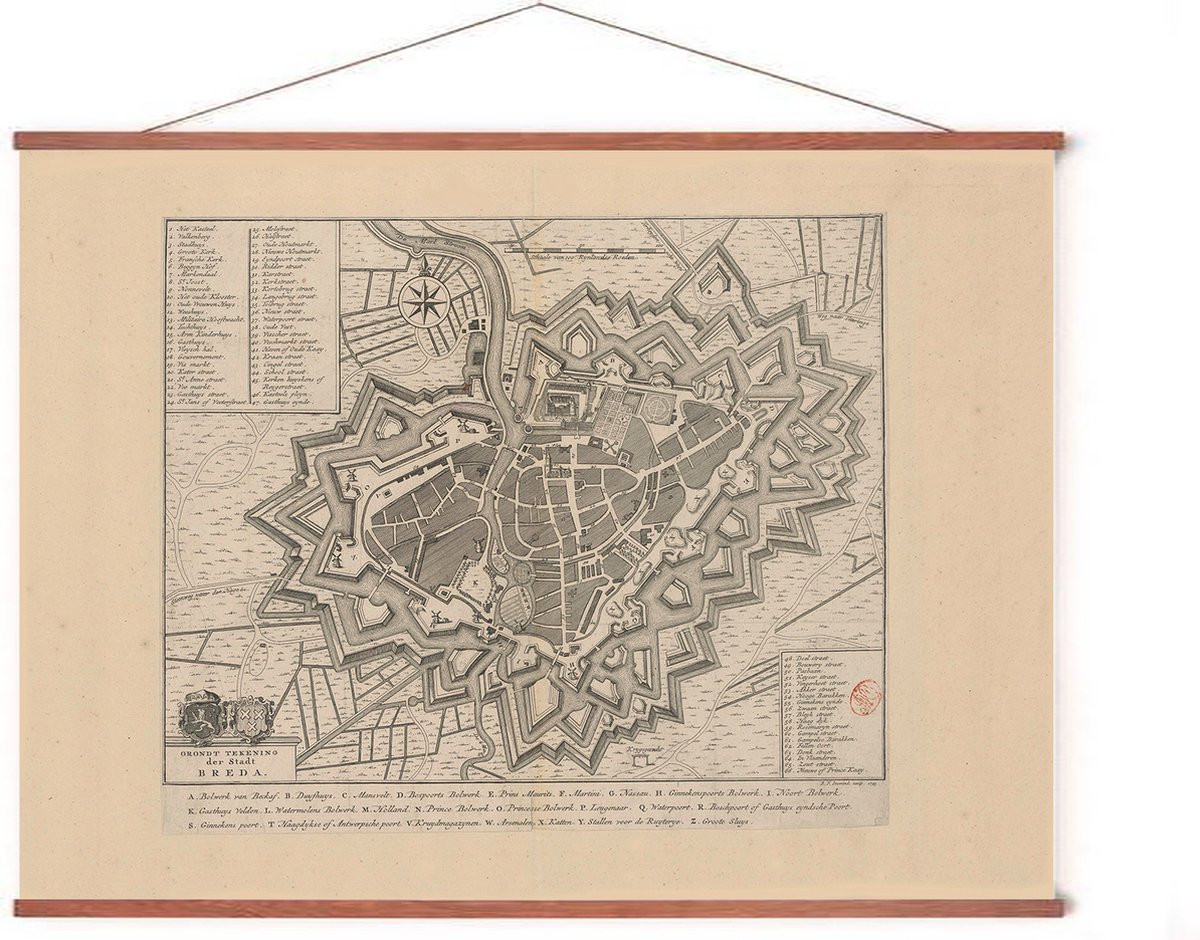 Poster Historische Kaart Zwolle - Stadsplattegrond 1652
