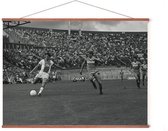 Poster In Posterhanger - Marco van Basten #9 - 50x70 cm - Voetbal Ajax - Kader Hout - Ophangsysteem - Zwart Wit
