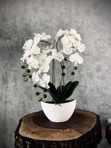 Kunstplant met pot orchidee 60 cm wit - DECOHOME