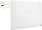 Nobo Draagbaar, Droog Uitwisbaar Mini A3 Whiteboard Weekplanner voor op Bureau/aan de Muur - 297 x 420mm - Inclusief Marker en Montage Pads - Transparant Acryl